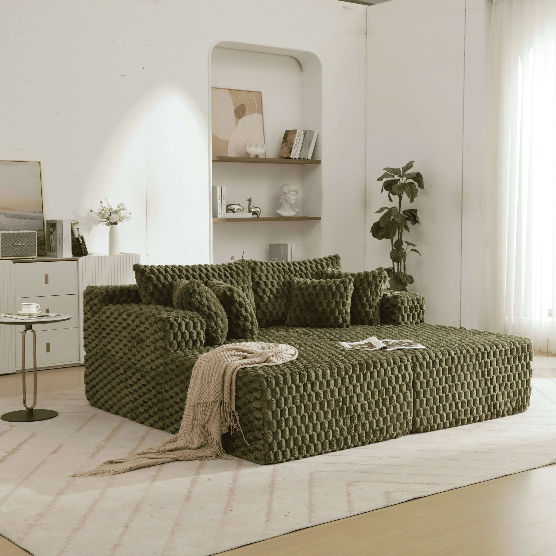 74.8" Oversize Corduroy Double Lounge Chaise Sofa Bed