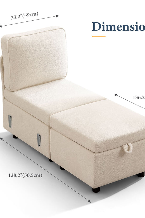 7-Seater Modular Sectional Sofa Couch with Pull-Out Sleeper and Storage