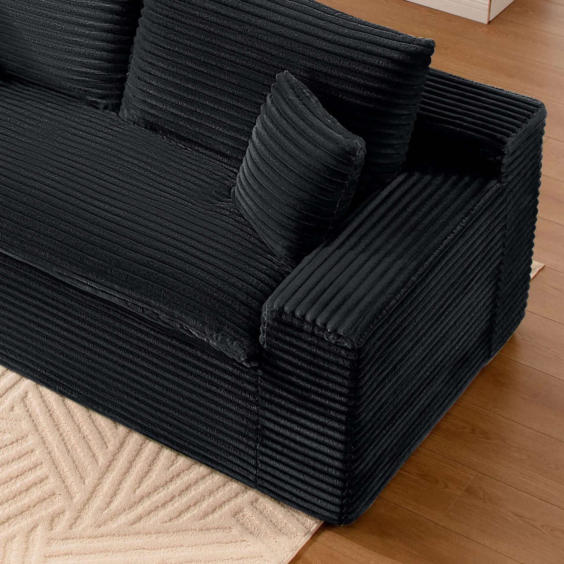 Casual Plush Corduroy L-shape Sectional Sofa