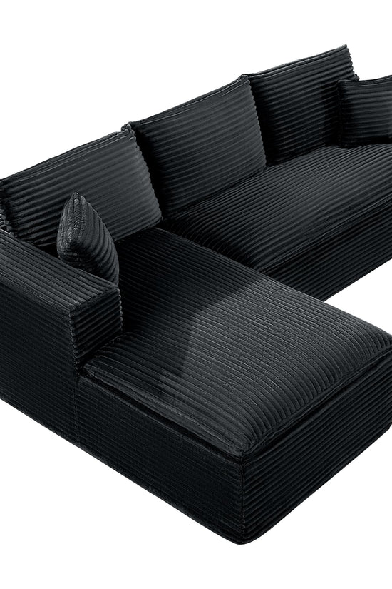 Casual Plush Corduroy L-shape Sectional Sofa