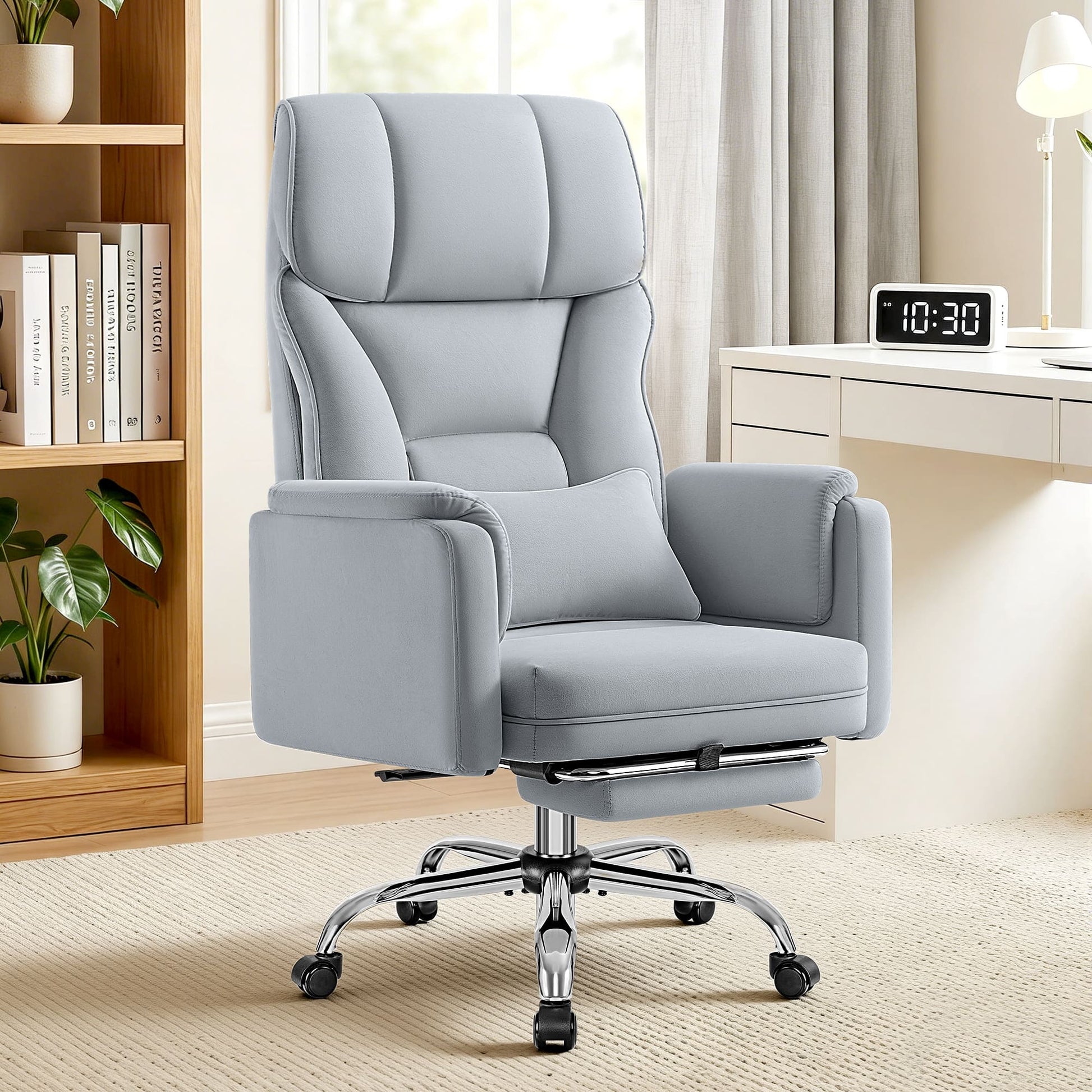 Ergonomic Velvet Office Chair with Wide Cross and Flip-Up Arms