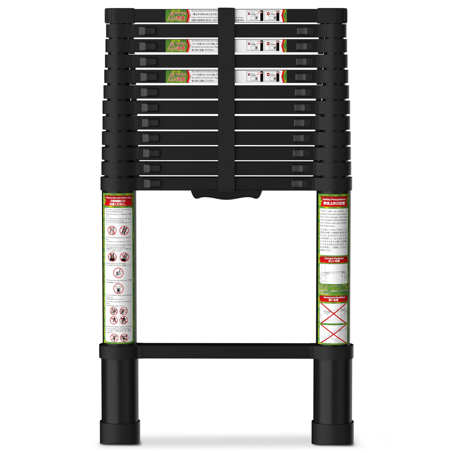 Primy 16.5 FT Telescoping Ladder, Aluminum One-button Retraction Collapsible Extension Ladder, 330 LBS Capacity with Non-slip Feet, Portable Multi-purpose Compact Ladder for Home, RV, Loft