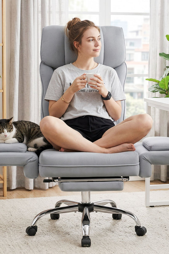 Ergonomic Velvet Office Chair with Wide Cross and Flip-Up Arms