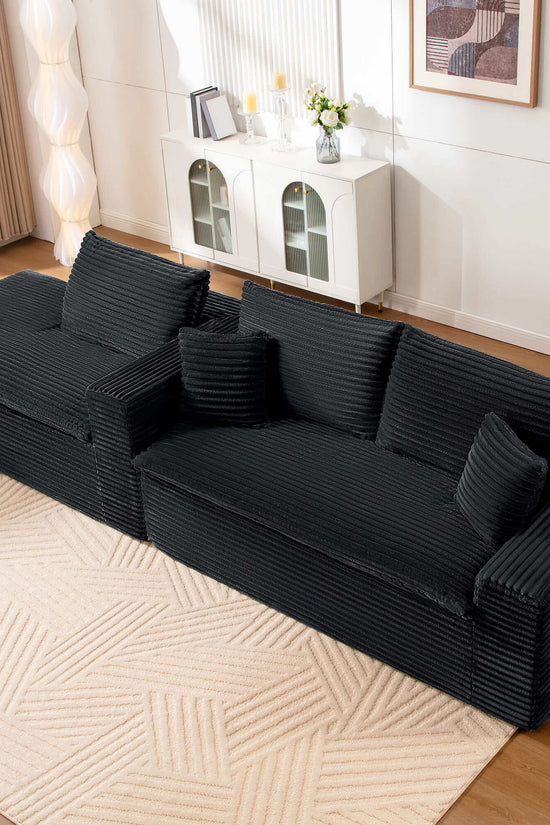 Casual Plush Corduroy L-shape Sectional Sofa
