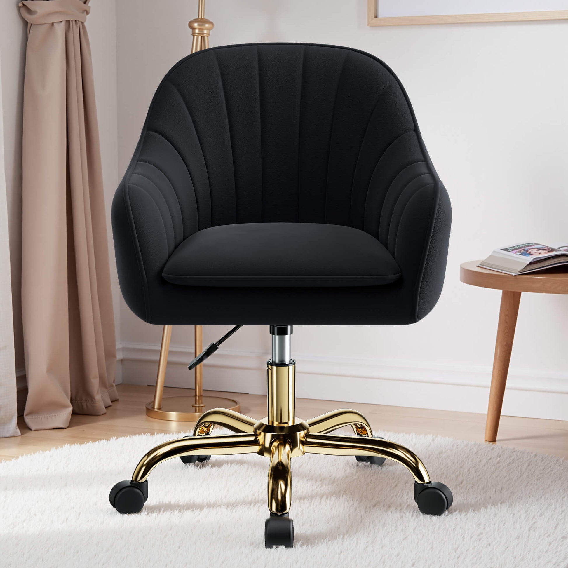 Modern Vanity Chair with Adjustable Height and Comfy Back Support