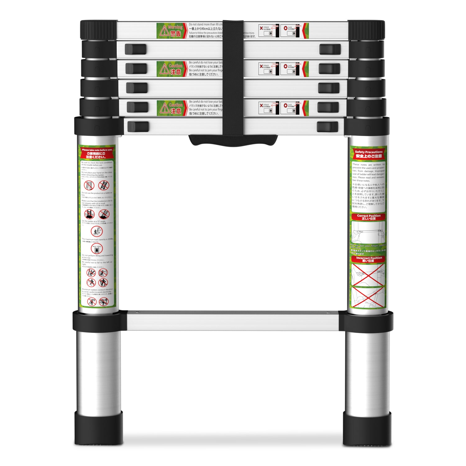 Primy 6.5 FT Telescoping Ladder, Aluminum One-button Retraction Collapsible Extension Ladder, 330 LBS Capacity with Non-slip Feet, Portable Multi-purpose Compact Ladder for Home, RV, Loft