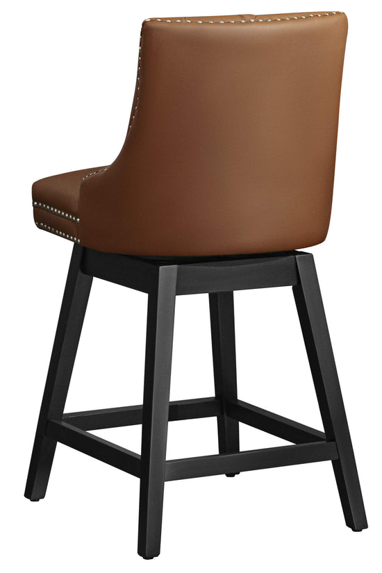 Swivel Bar Stools with Backs and Solid Wood Legs Set of 2