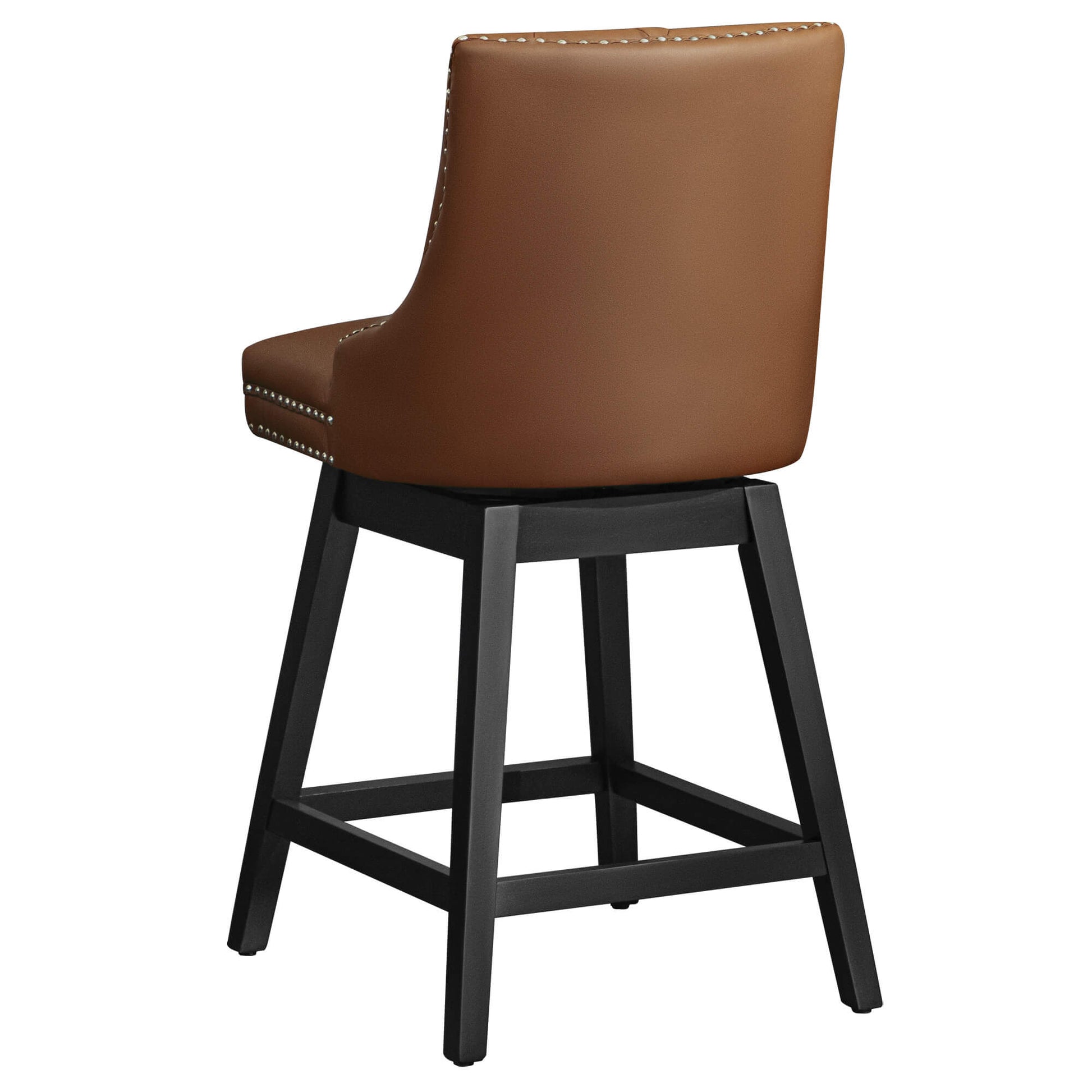 Swivel Bar Stools with Backs and Solid Wood Legs Set of 2