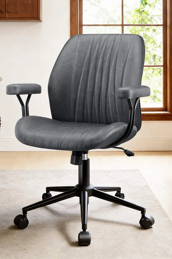 High Back Suede Office Chair Adjustable Home Desk Chair with Lumbar Support