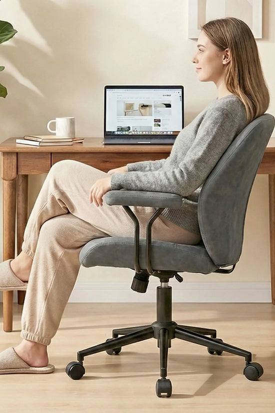 High Back Suede Office Chair Adjustable Home Desk Chair with Lumbar Support