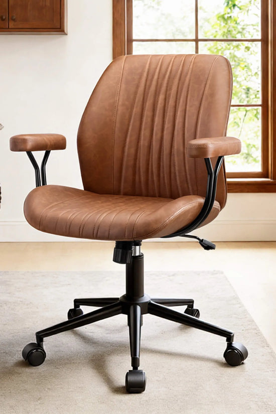 High Back Suede Office Chair Adjustable Home Desk Chair with Lumbar Support