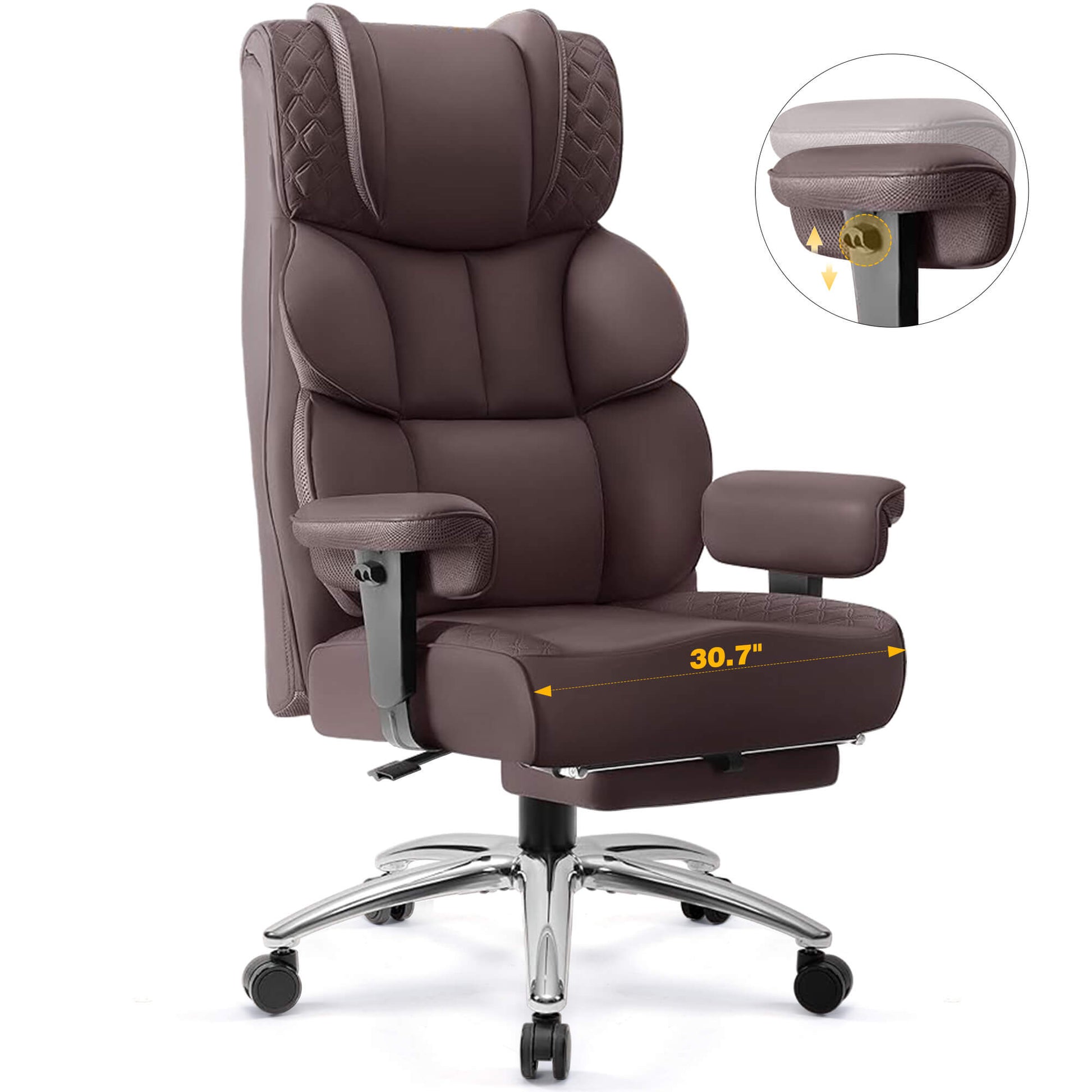 Widened Big and Tall Leather Executive Back Support Office Chair 309