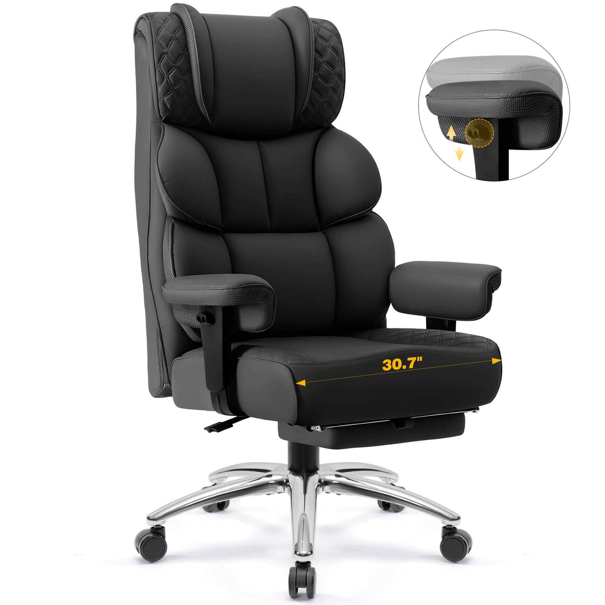 Widened Big and Tall Leather Executive Back Support Office Chair 309