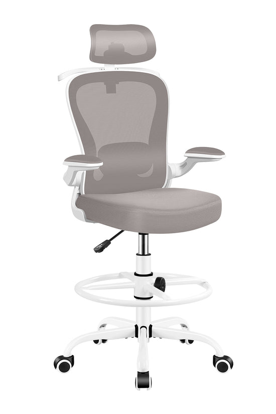 Primy Mesh Armlehnenloser, ergonomischer, hoher Bürostuhl für den Schreibtisch mit verstellbarer Höhe und Fußstützenring 888Z 