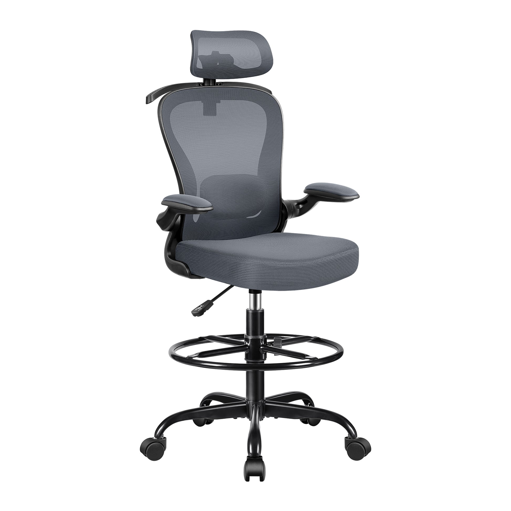 Primy Mesh Armlehnenloser, ergonomischer, hoher Bürostuhl für den Schreibtisch mit verstellbarer Höhe und Fußstützenring 888Z 