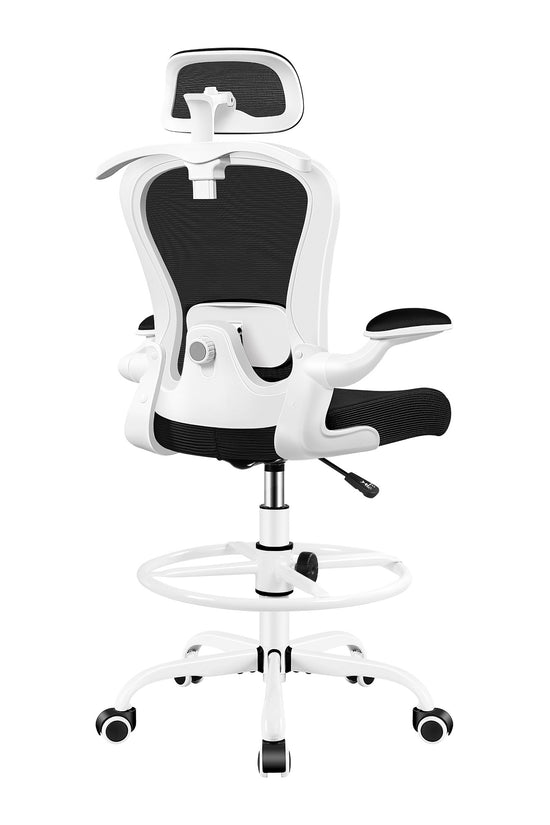 Primy Mesh Armlehnenloser, ergonomischer, hoher Bürostuhl für den Schreibtisch mit verstellbarer Höhe und Fußstützenring 888Z 