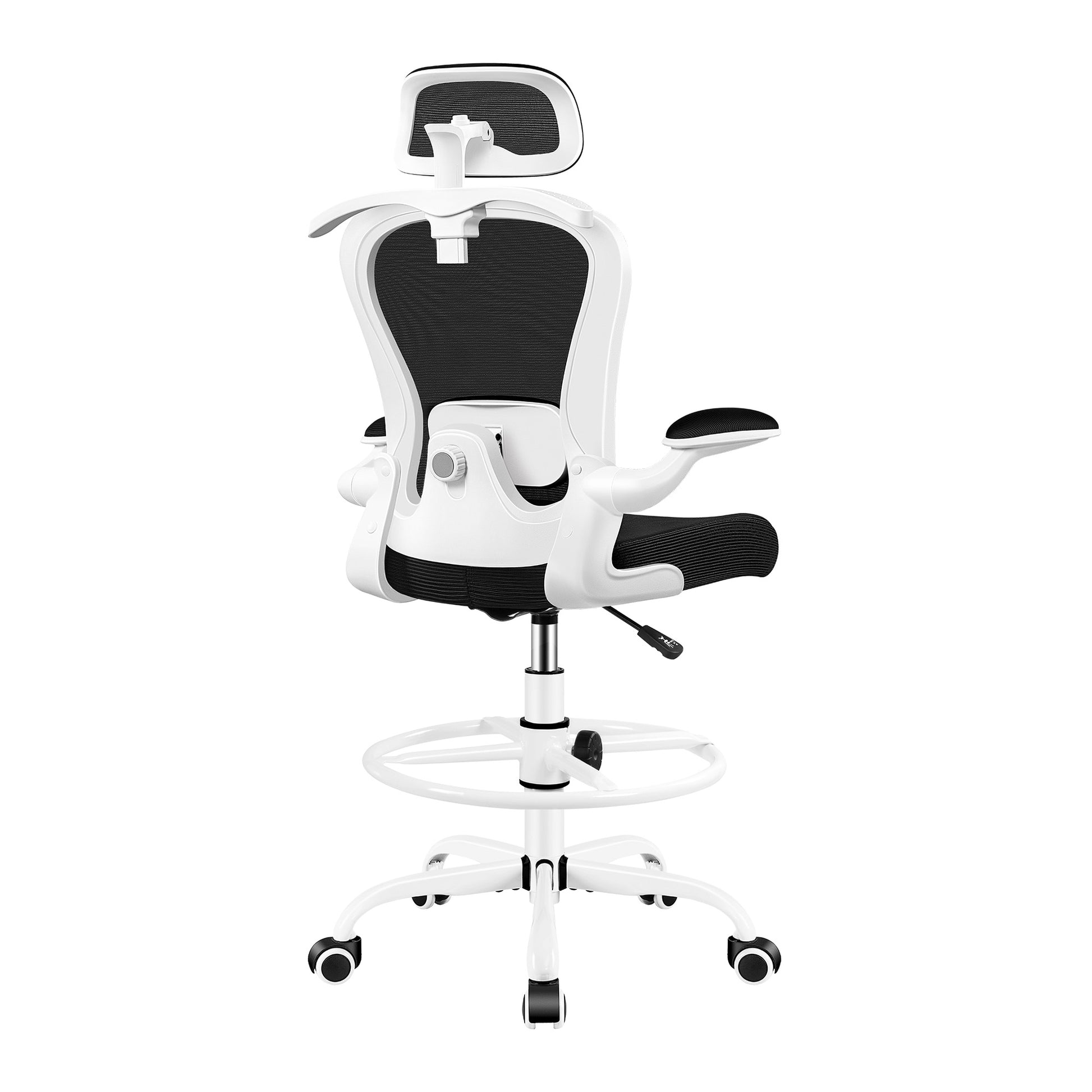 Primy Mesh Armlehnenloser, ergonomischer, hoher Bürostuhl für den Schreibtisch mit verstellbarer Höhe und Fußstützenring 888Z 