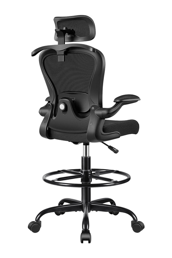 Primy Mesh Armlehnenloser, ergonomischer, hoher Bürostuhl für den Schreibtisch mit verstellbarer Höhe und Fußstützenring 888Z 
