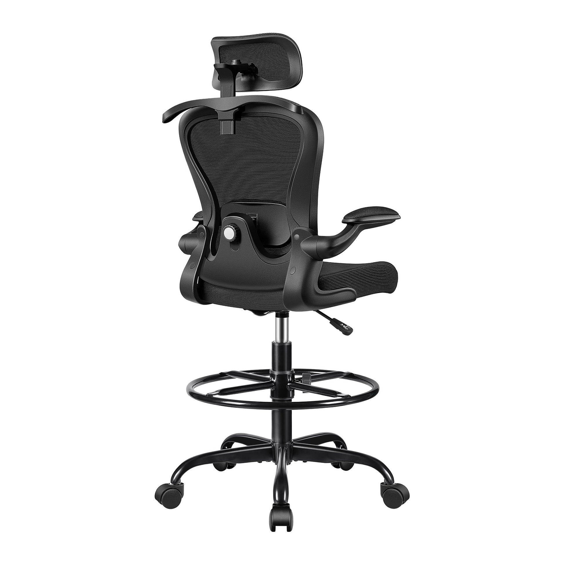 Primy Mesh Armlehnenloser, ergonomischer, hoher Bürostuhl für den Schreibtisch mit verstellbarer Höhe und Fußstützenring 888Z 