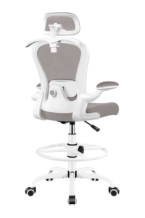 Primy Mesh Armlehnenloser, ergonomischer, hoher Bürostuhl für den Schreibtisch mit verstellbarer Höhe und Fußstützenring 888Z 