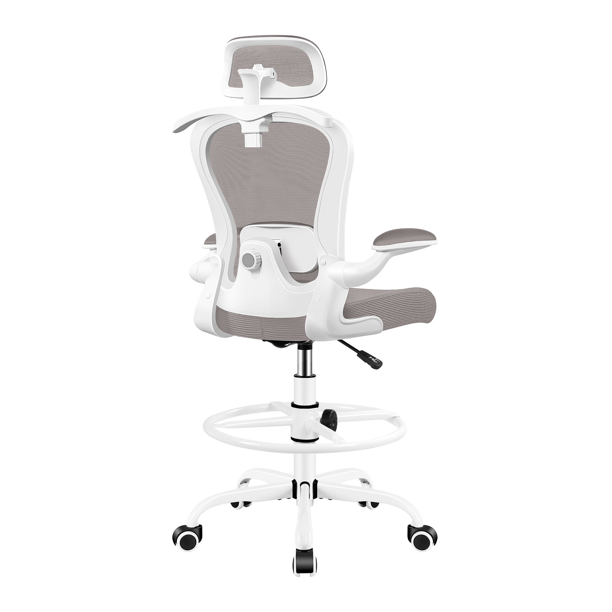 Primy Mesh Armlehnenloser, ergonomischer, hoher Bürostuhl für den Schreibtisch mit verstellbarer Höhe und Fußstützenring 888Z 