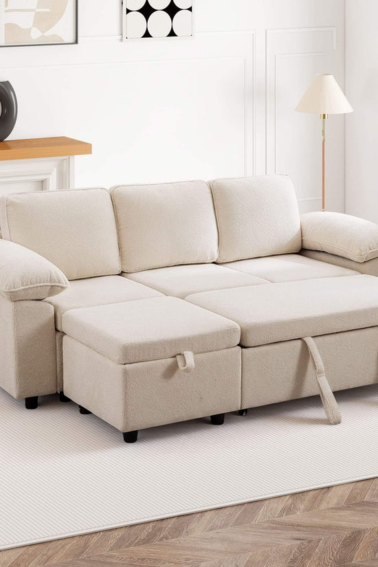 7-Seater Modular Sectional Sofa Couch with Pull-Out Sleeper and Storage