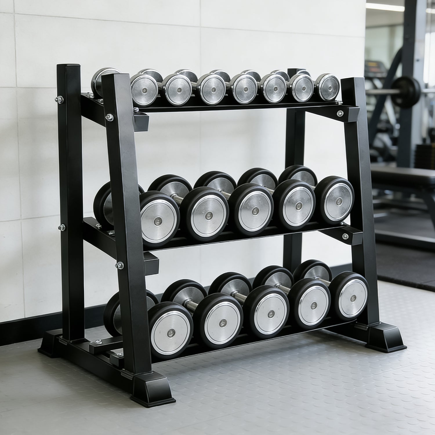 Dumbbell Rack, Primy Dumbbells Storage Rack 3 Tier 1100lb Weights Rack Stand Holder for Dumbbells, Kettlebells, and Weight Plates, Home Gym Storage Organizer