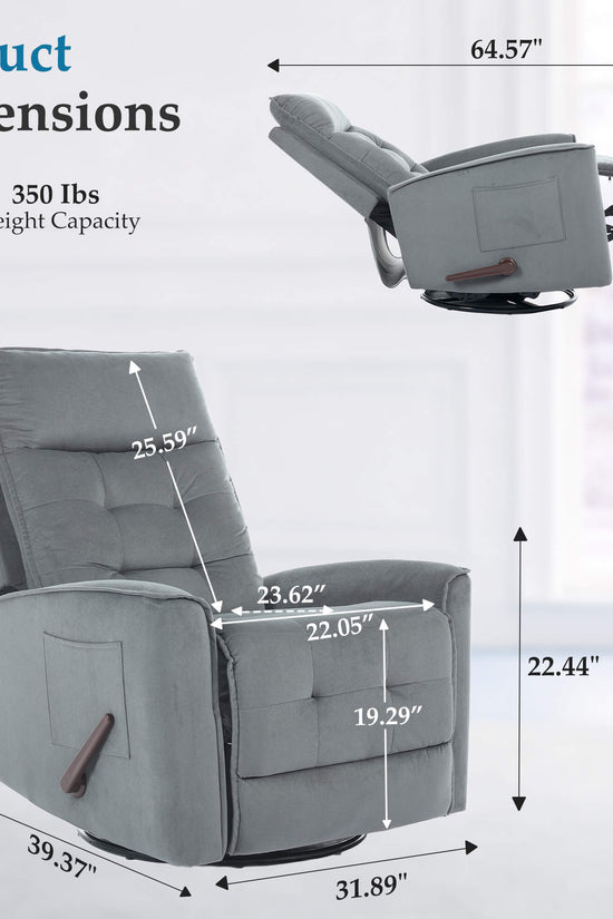Manual Swivel Rocker Recliner Chair Glider Rocking Chair for Nursery