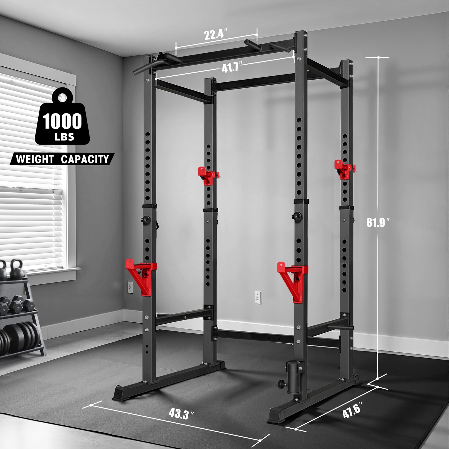 Primy 1000lb Capacity Power Rack, Rack Cage for Weight Training, Adjustable Squat Stand Rack for Home Gym Equipment, Lifting Cage