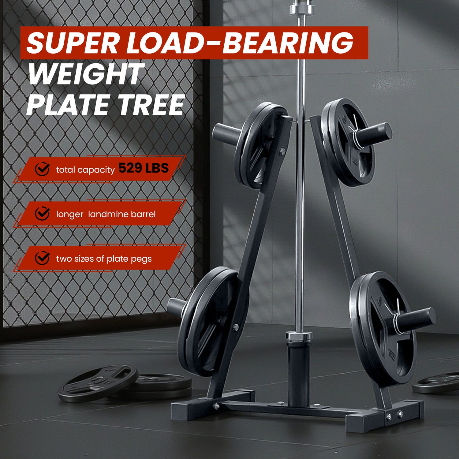 Weight Plate Rack, Primy Weight Tree and Weight Rack for Plates, Weight Holder for 2 inch Olympic Weight Plate, Weight Plate Storage Stand for Home Gym