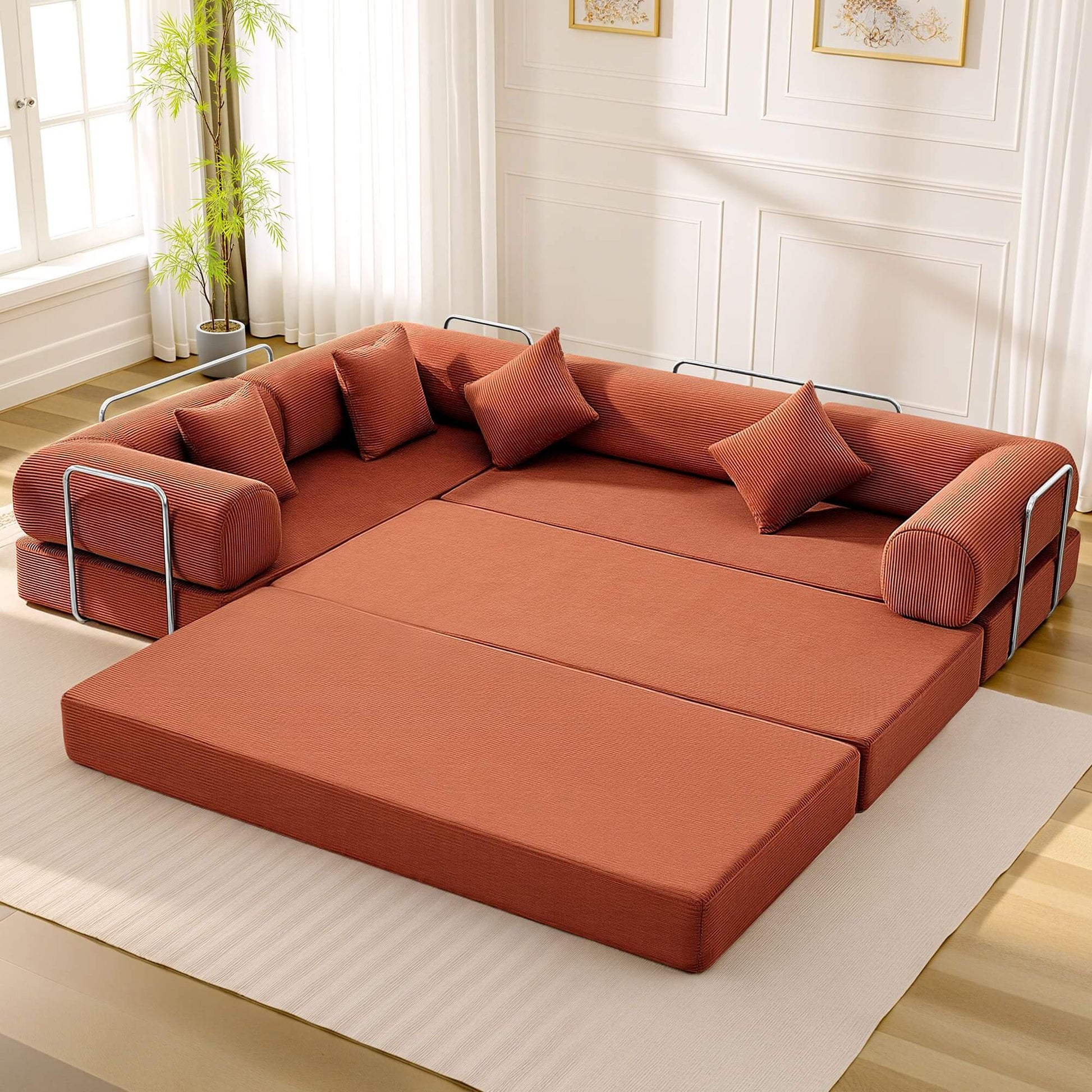 Combination Corner Sofa with High-Rebound Density Sponge