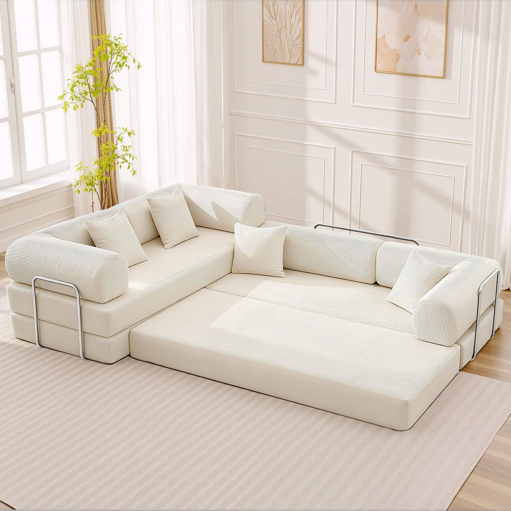 Combination Corner Sofa with High-Rebound Density Sponge