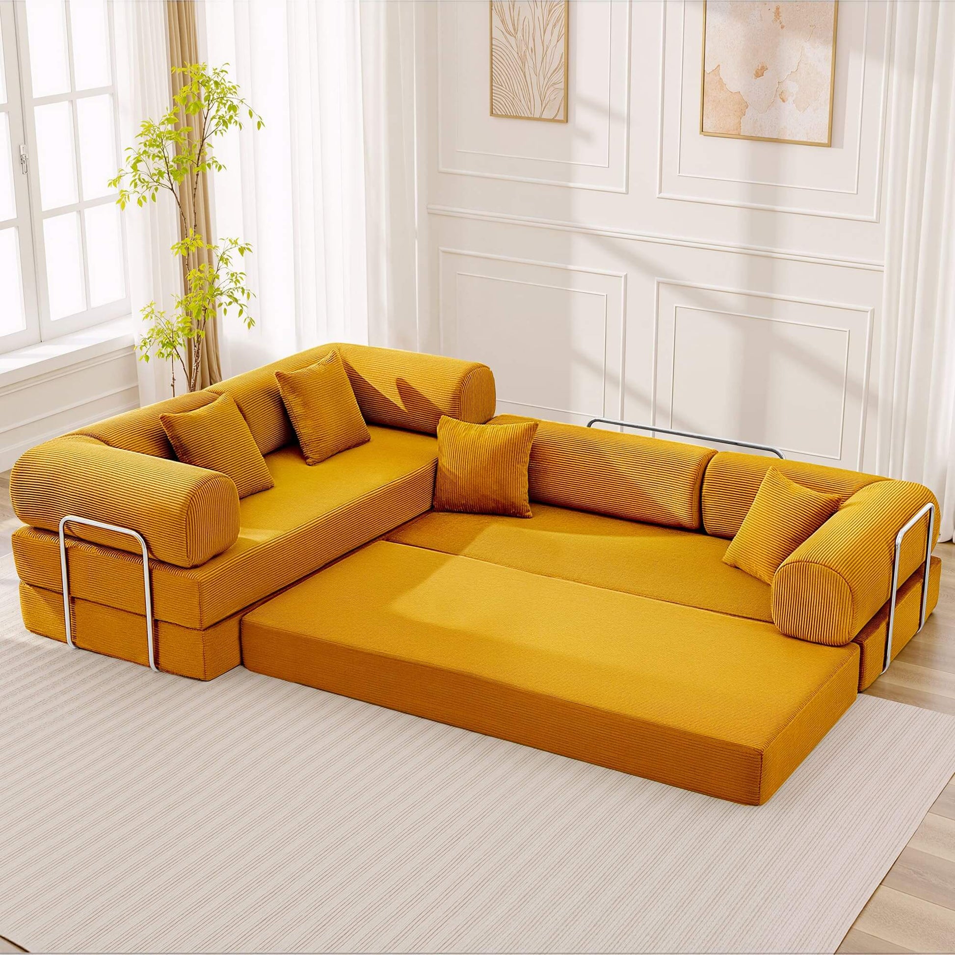 Combination Corner Sofa with High-Rebound Density Sponge