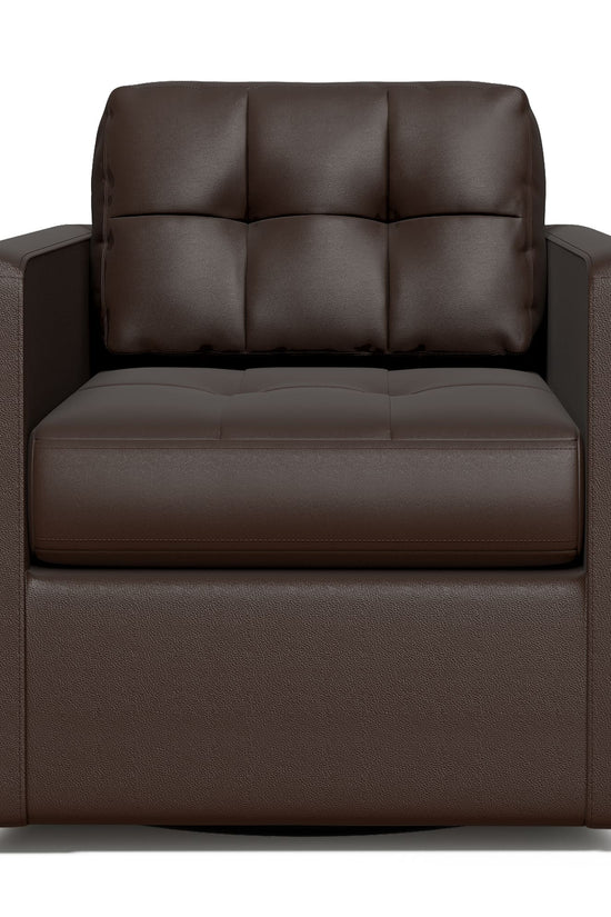 Leather Swivel Accent Chair for Living Room with Throw Pillow
