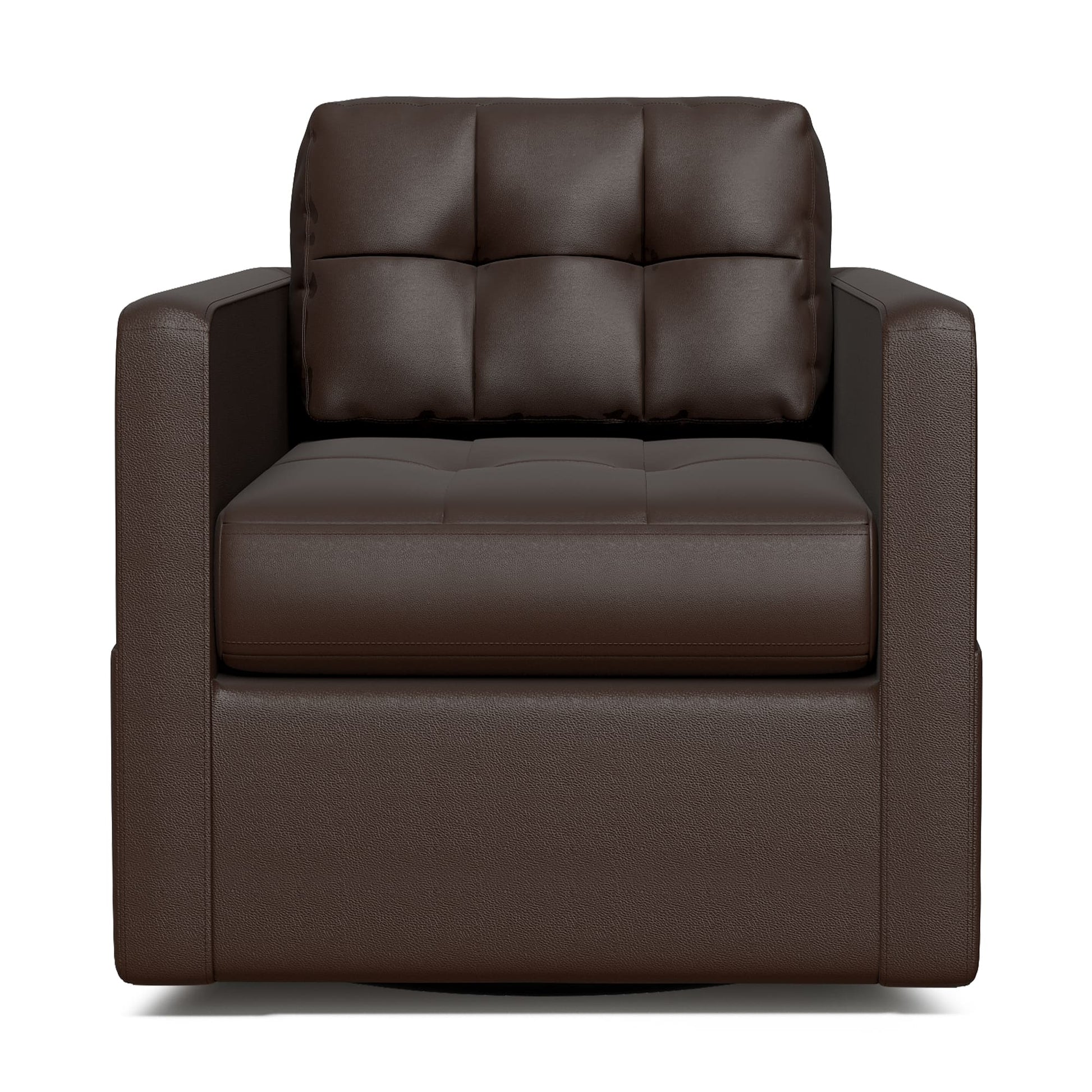 Leather Swivel Accent Chair for Living Room with Throw Pillow