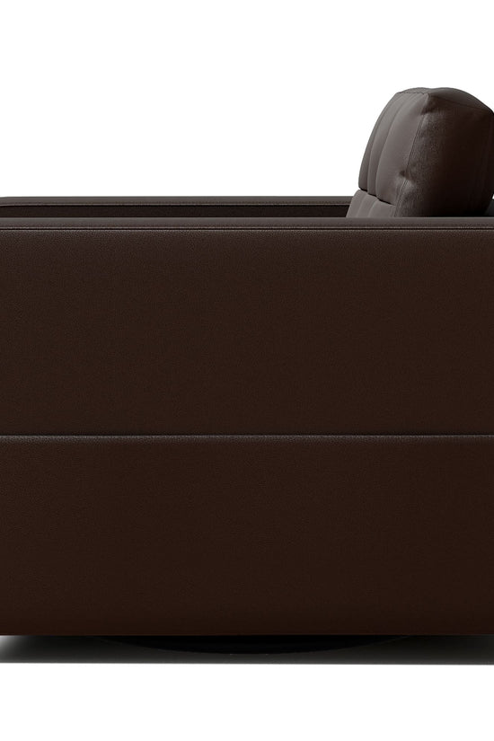 Leather Swivel Accent Chair for Living Room with Throw Pillow