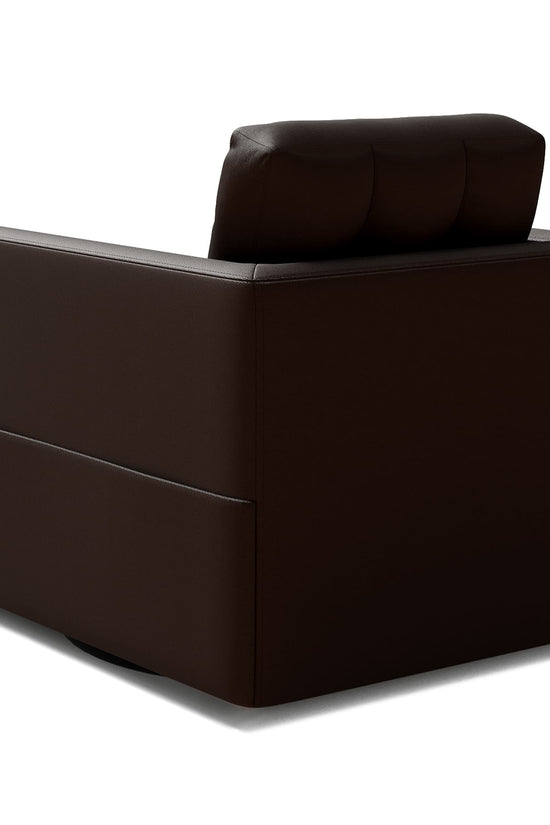 Leather Swivel Accent Chair for Living Room with Throw Pillow