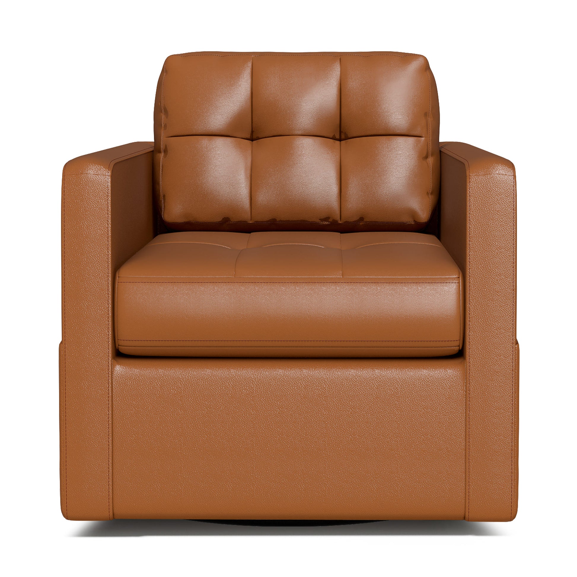 Leather Swivel Accent Chair for Living Room with Throw Pillow