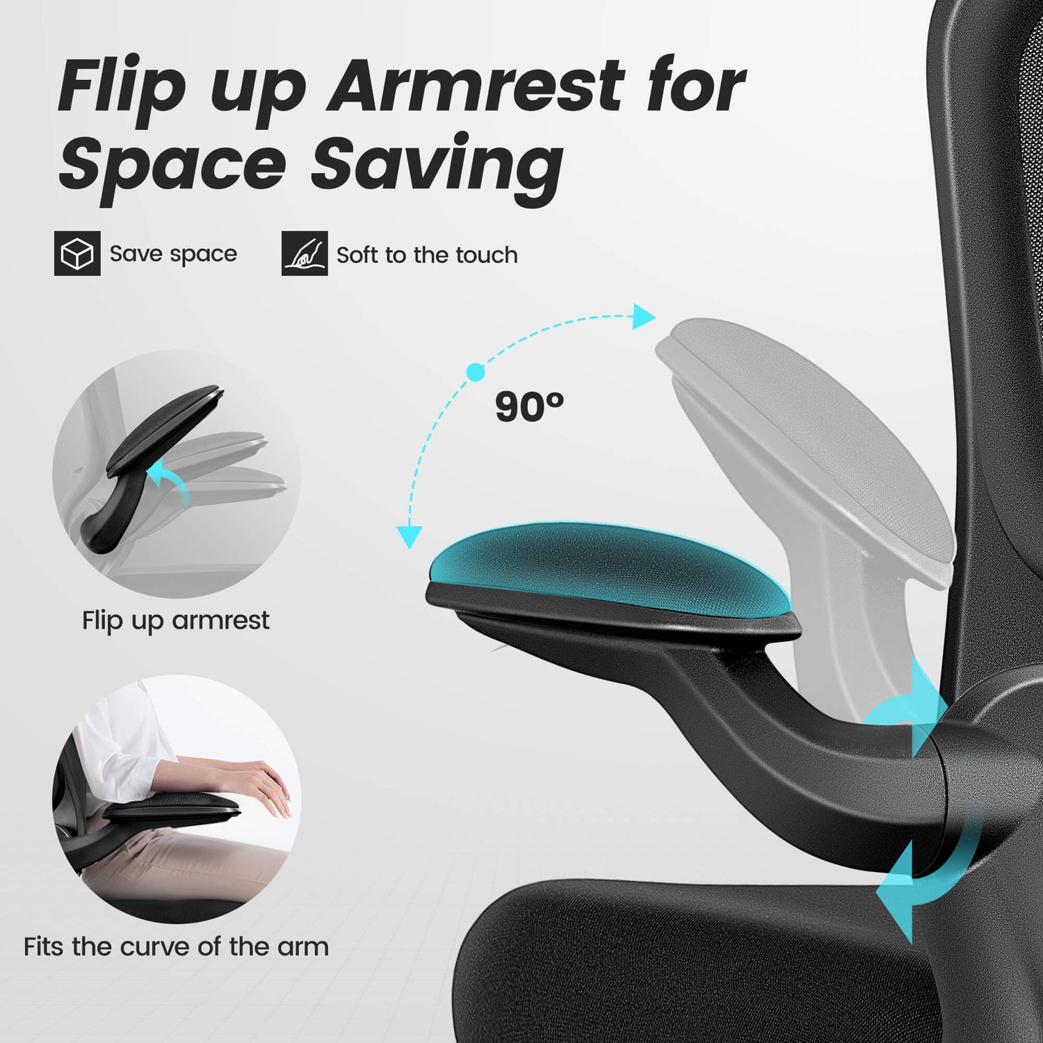 Ergonomic Office Chair with Adjustable Lumbar Support Flip-up Armrests 936-H