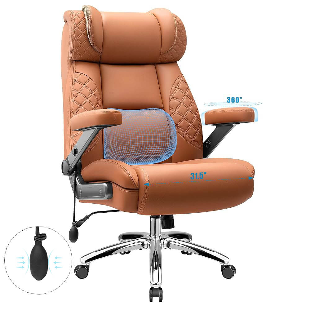 Widened Big and Tall Leather Executive Back Support Office Chair 309