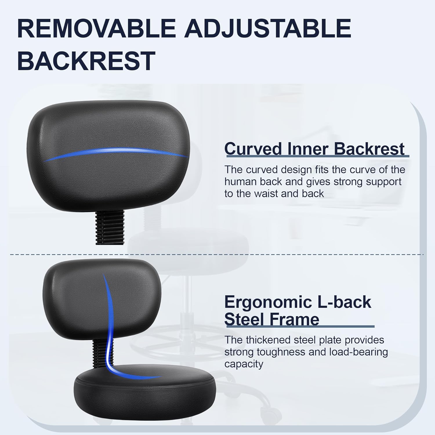 Drafting Chair with Backrest – Adjustable Foot Rest Rolling Stool with Wheels, PU Leather Swivel Stool for Office Spa Studio Lab Counter Salon Home Work Bar Kitchen Shop(Black), Pack of 10