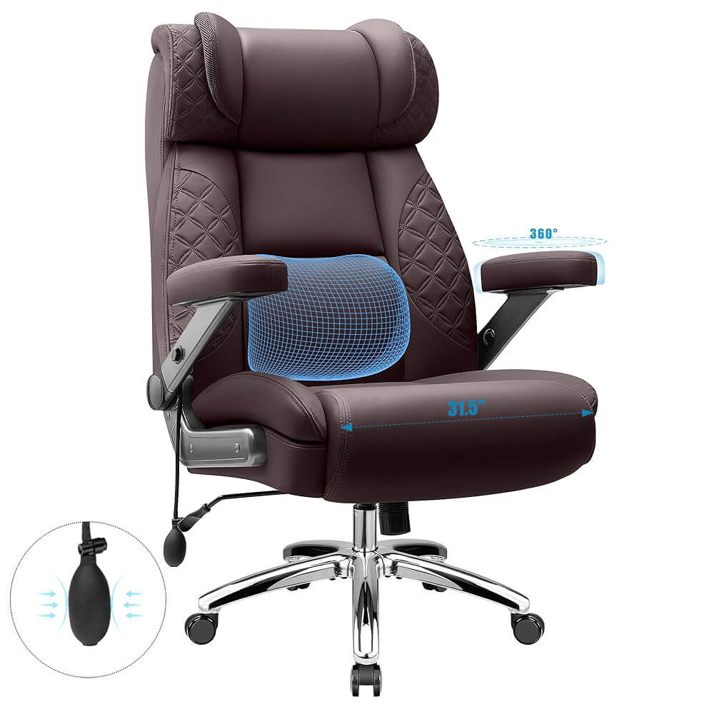 Widened Big and Tall Leather Executive Back Support Office Chair 309