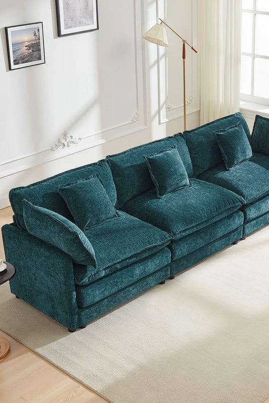 Modular 3-Seat Deep Seat Sectional Sofa with Ottoman
