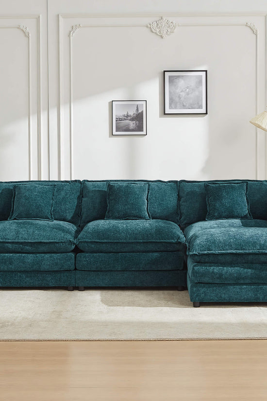 Modular 3-Seat Deep Seat Sectional Sofa with Ottoman