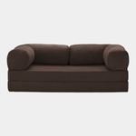 Primyhome convertible coffee brown corduroy sleeper sofa bed, minimalist modern design for living room or studio