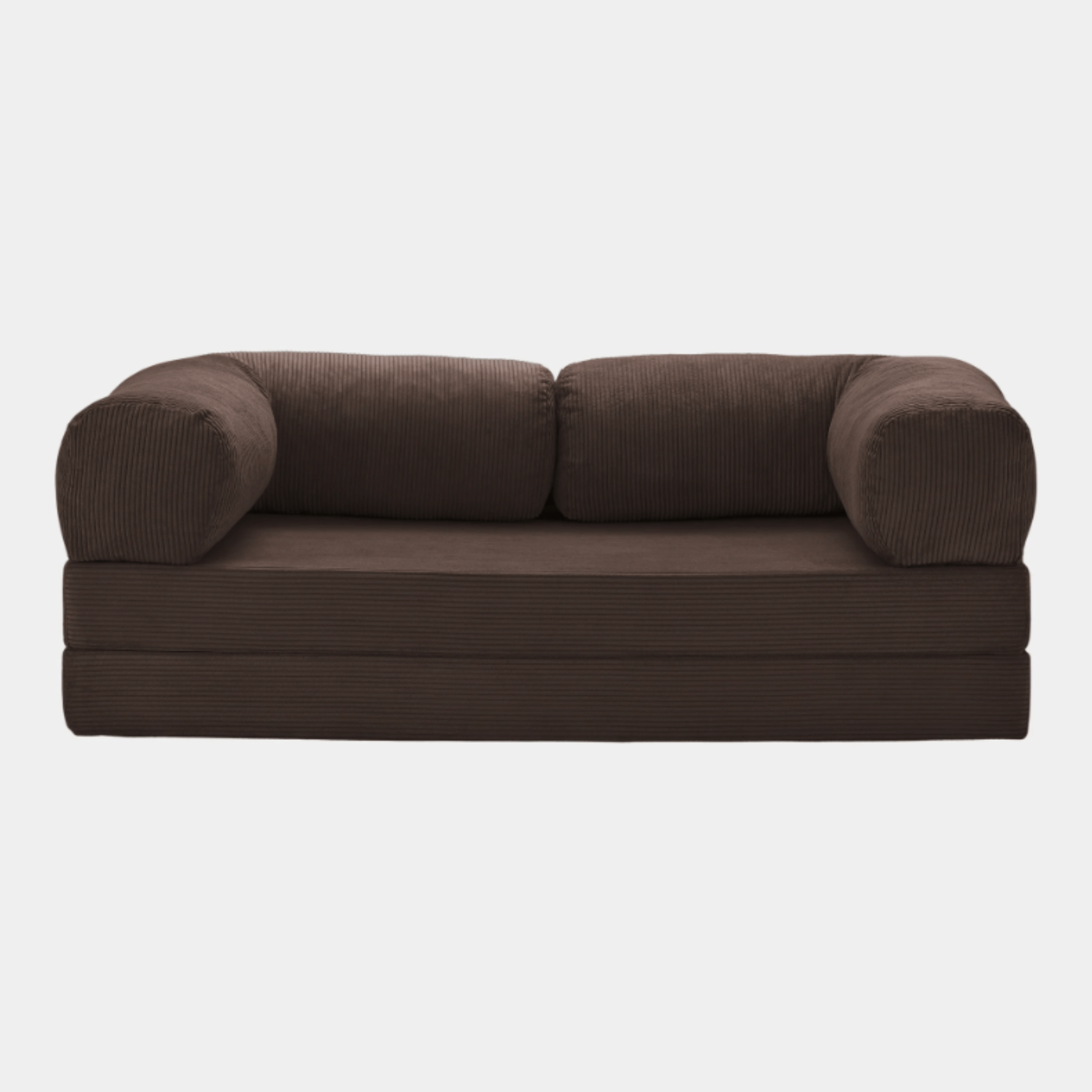Primyhome convertible coffee brown corduroy sleeper sofa bed, minimalist modern design for living room or studio