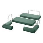 Primyhome Forest Green modular sofa components, showing corduroy cushions and metal frames for easy assembly.