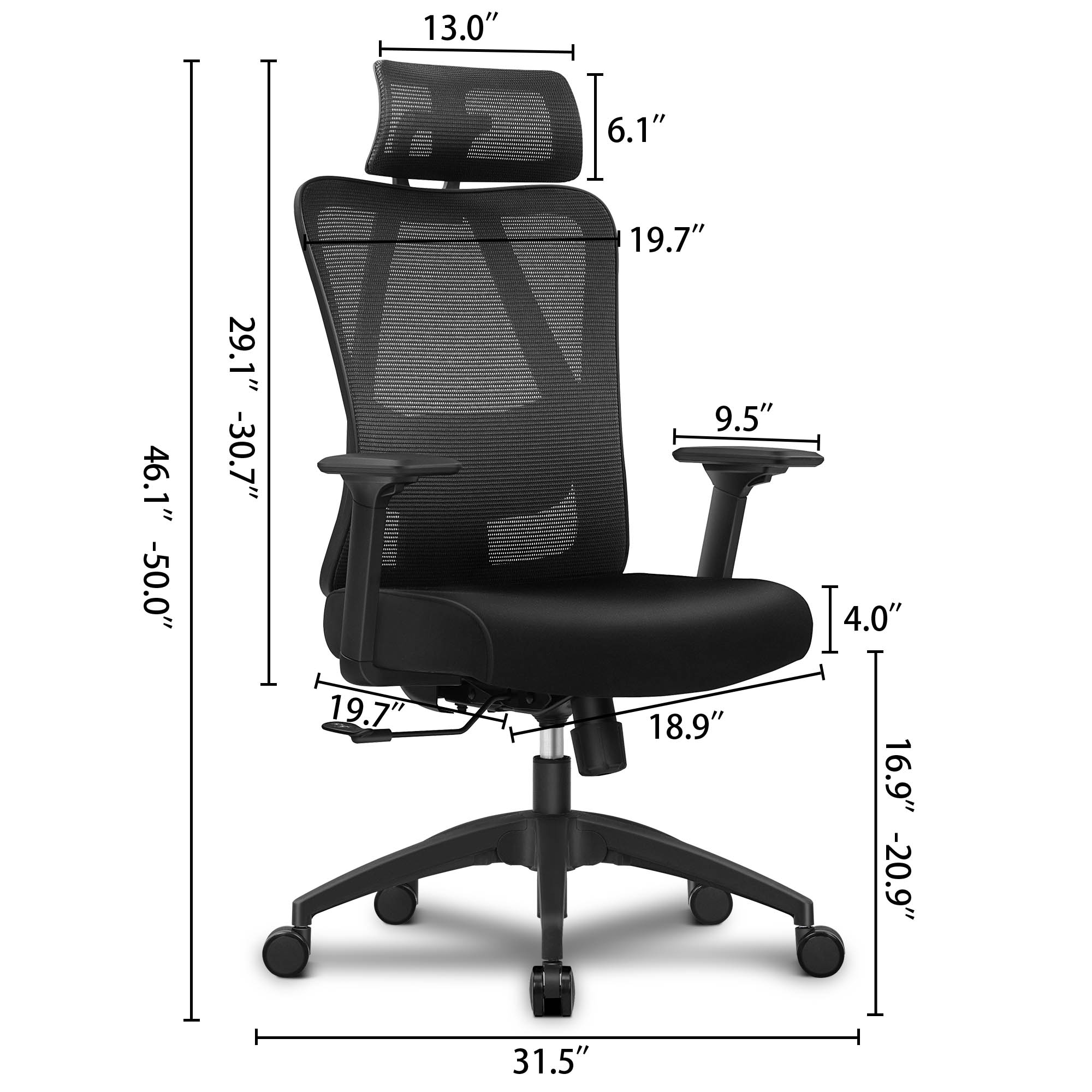 Primy Ergonomic High Back Office Chair with Adjustable Sponge Lumbar S –  primyoffice
