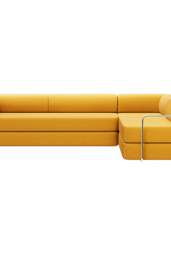 Primyhome Ginger Yellow  corner closed sectional sofa, modular corduroy L-shaped couch for living rooms