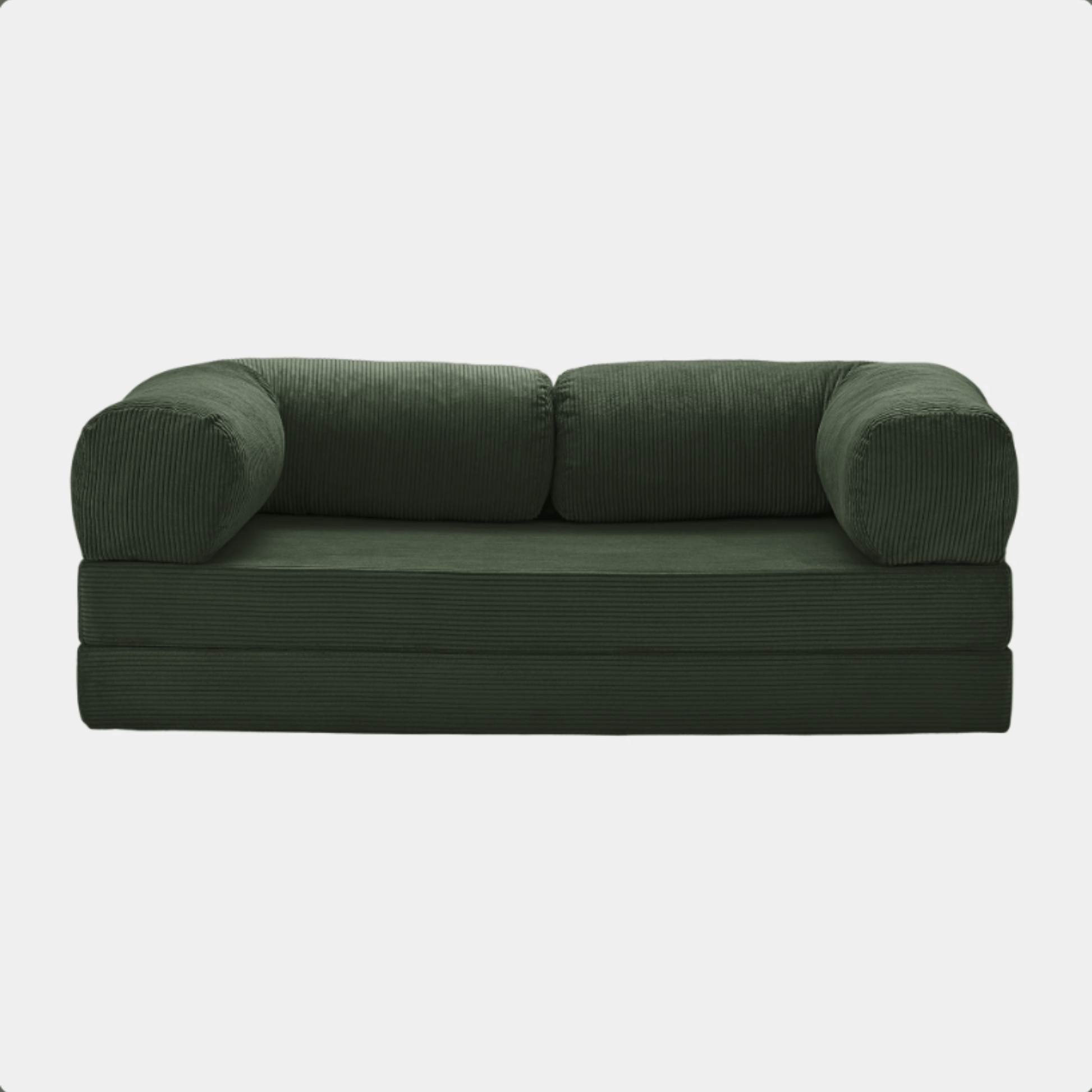 Primyhome convertible green corduroy sleeper sofa bed, minimalist modern design for living room or studio